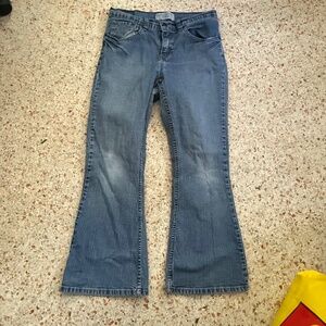 Levi's low rise, flare blue jeans